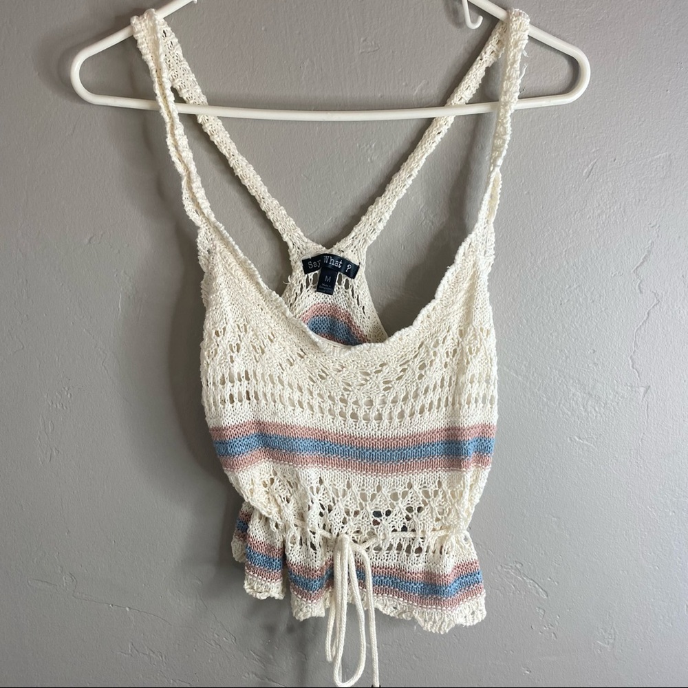 SAY WHAT || cream knit tank top size medium